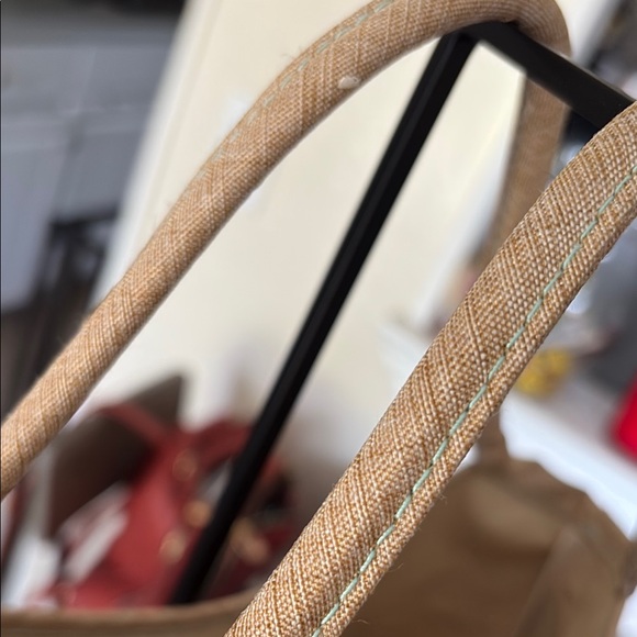 Clinique Floral Print Tan and Green Women's Bag GUC - Picture 6 of 6